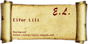 Elfer Lili névjegykártya